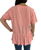 Vanilla Star Women Lace Trim Flounce Hem Top