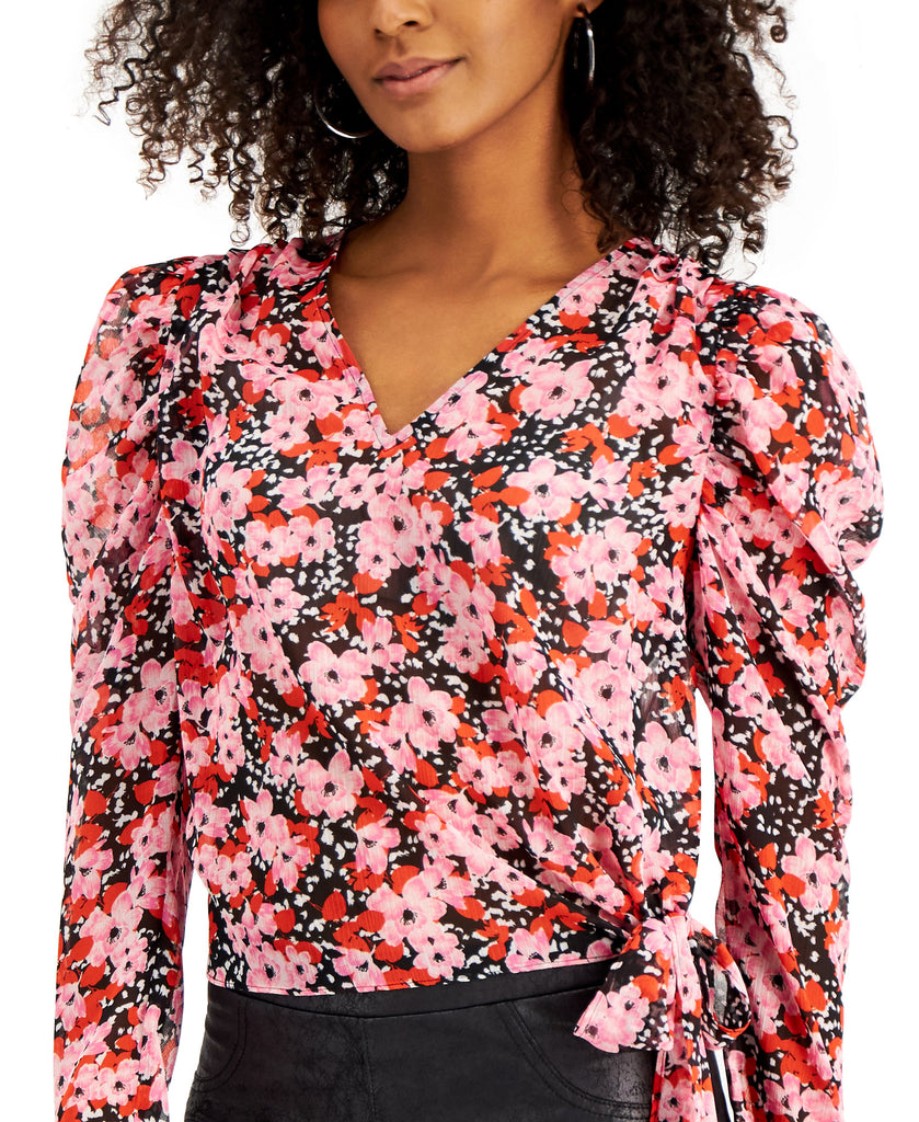 Bar III Women Floral Print Tie Hem Top