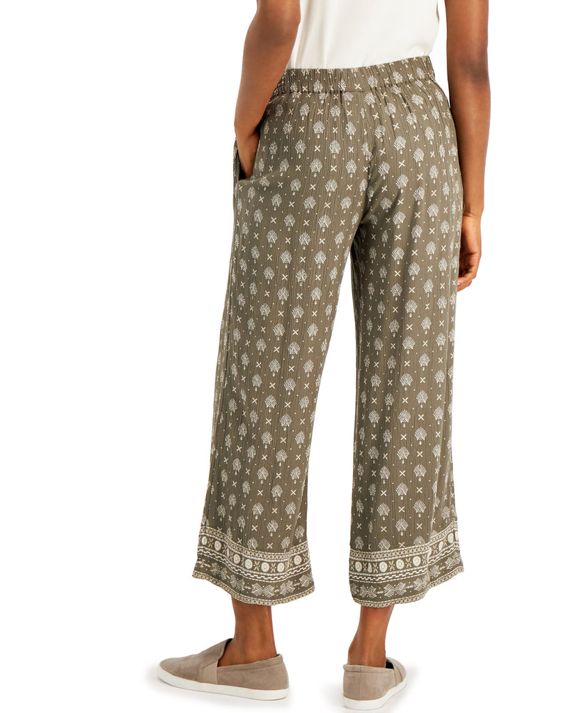 Style & Co Women Printed Border Wide Leg Pants