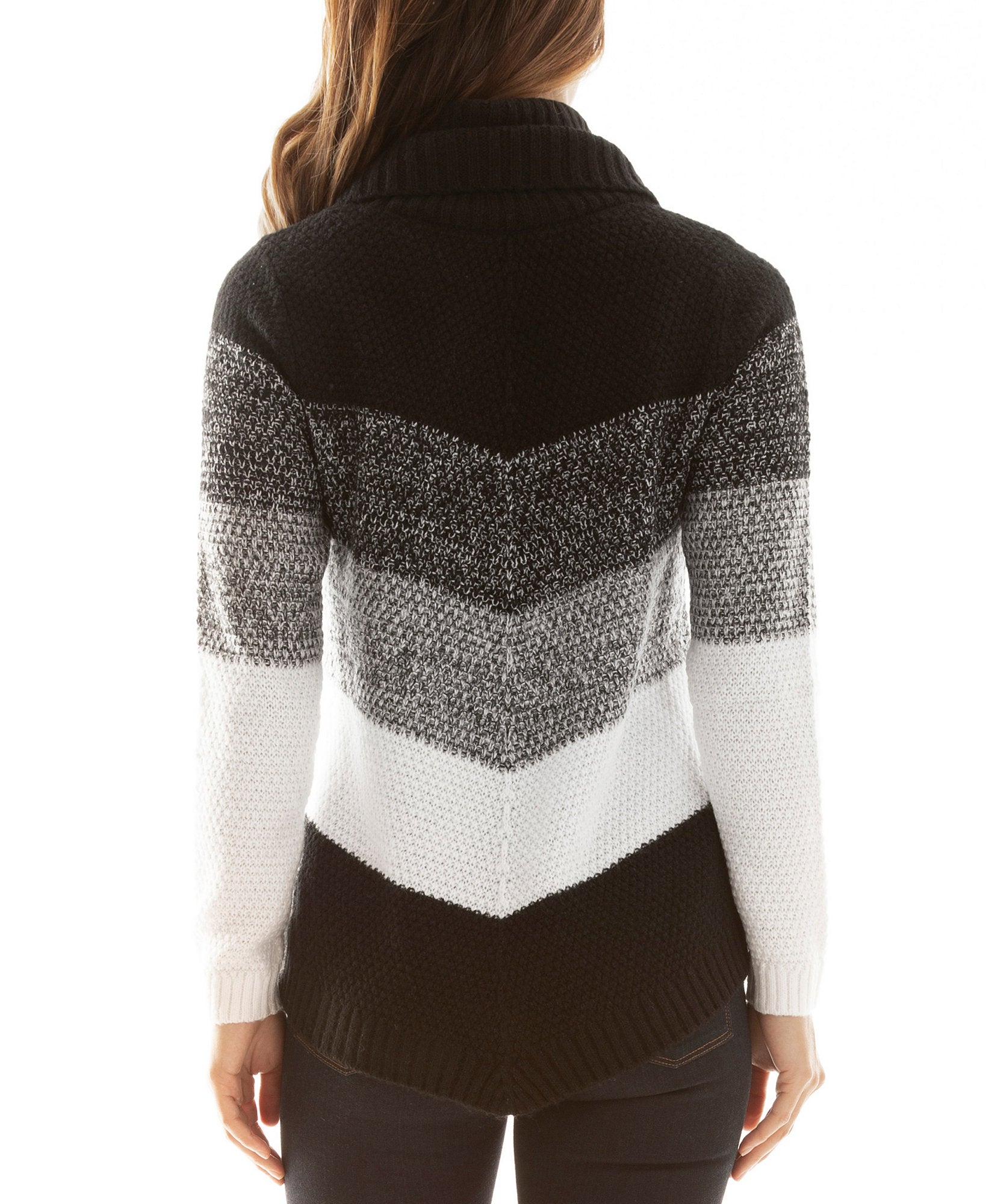 BCX Women Chevron Striped Cowlneck Sweater