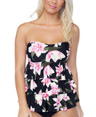 Island Escape Women Tiered Tankini Top Black