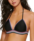 Hula Honey Women Zig Zag Zinc Triangle Bikini Top Black