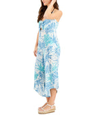 J Valdi Women Printed Tie Front Cover Up Jumpsuit