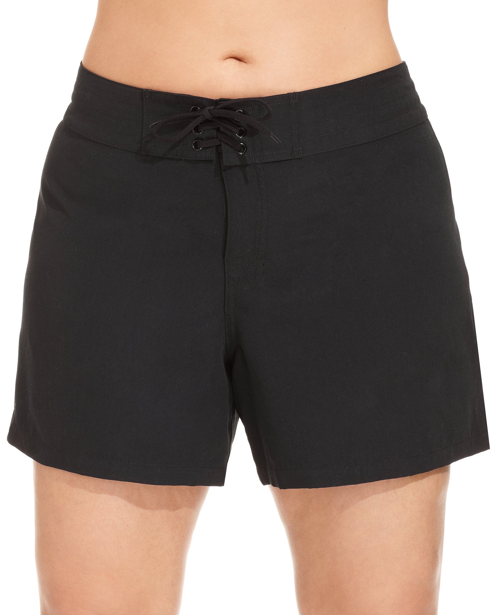 Island Escape Women Cover Up, Solid Board Shorts Black