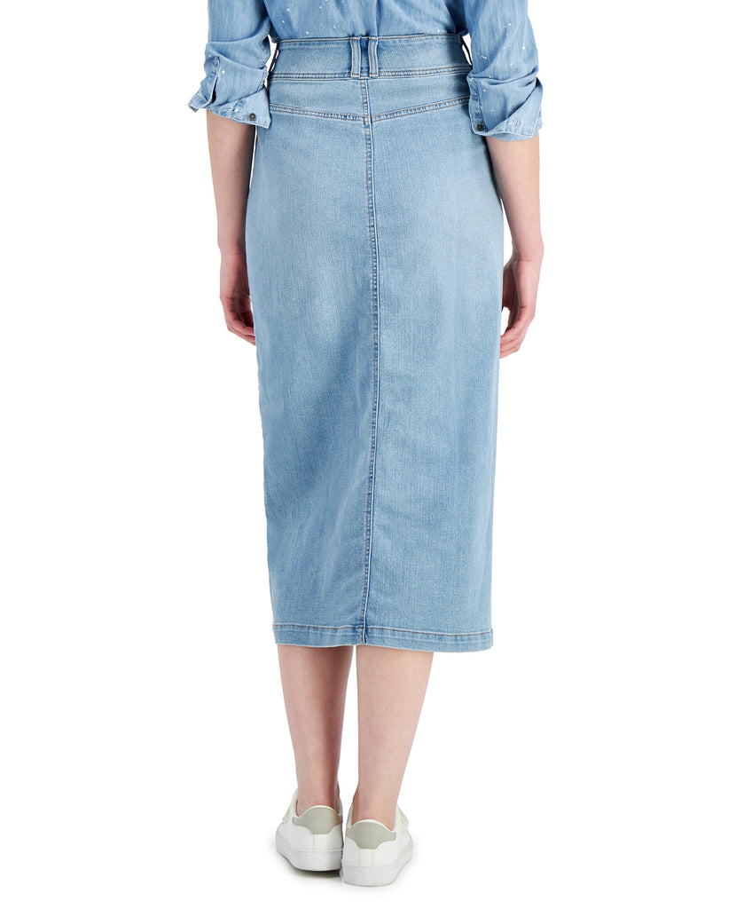 Style & Co Women Button Front Midi Denim Skirt