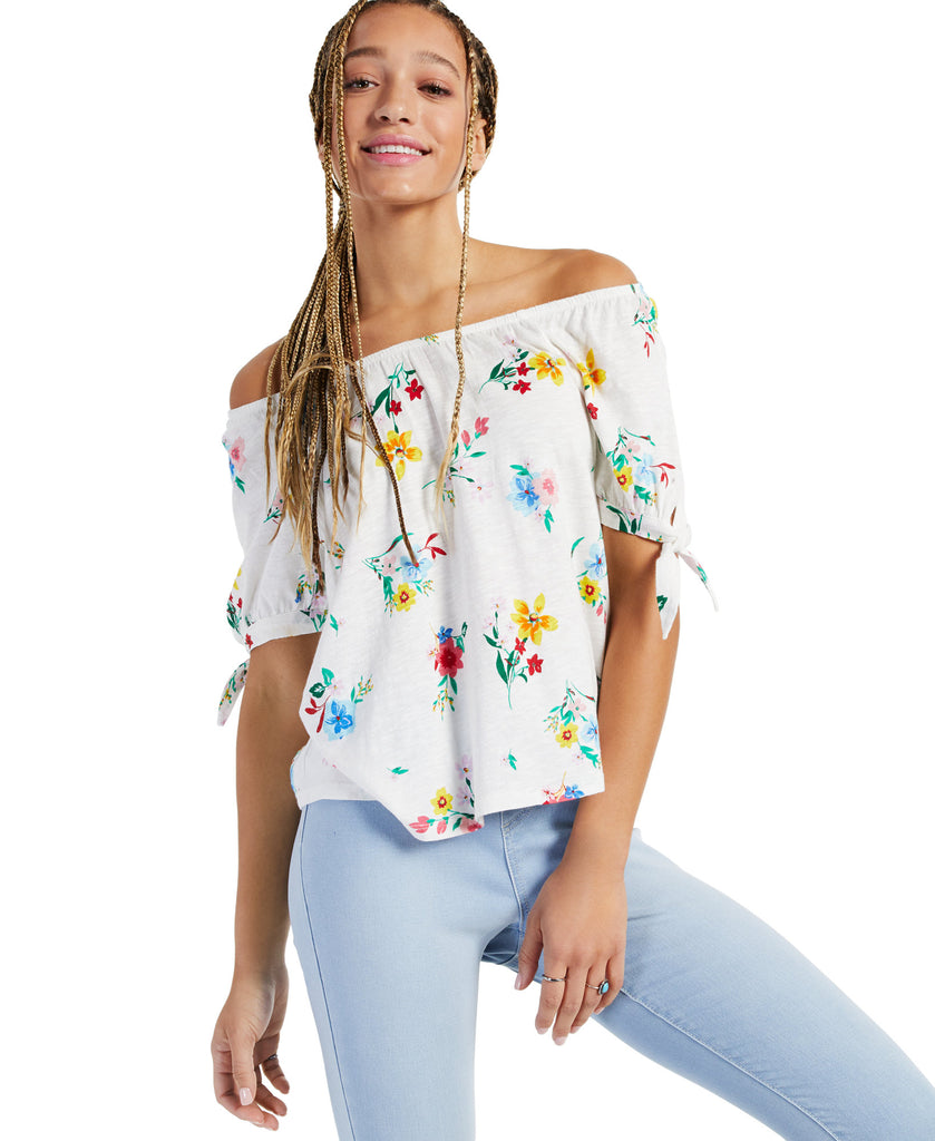 Style & Co Women Off the Shoulder Floral Top Coconut Floral