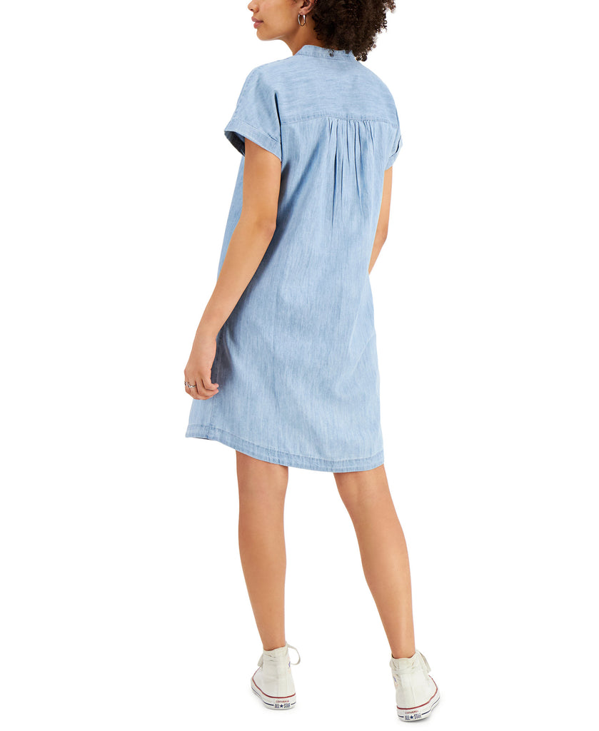 Style & Co Women Petite Chambray Shirtdress