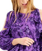 INC International Concepts Women Floral Printed Cold Shoulder Blouse