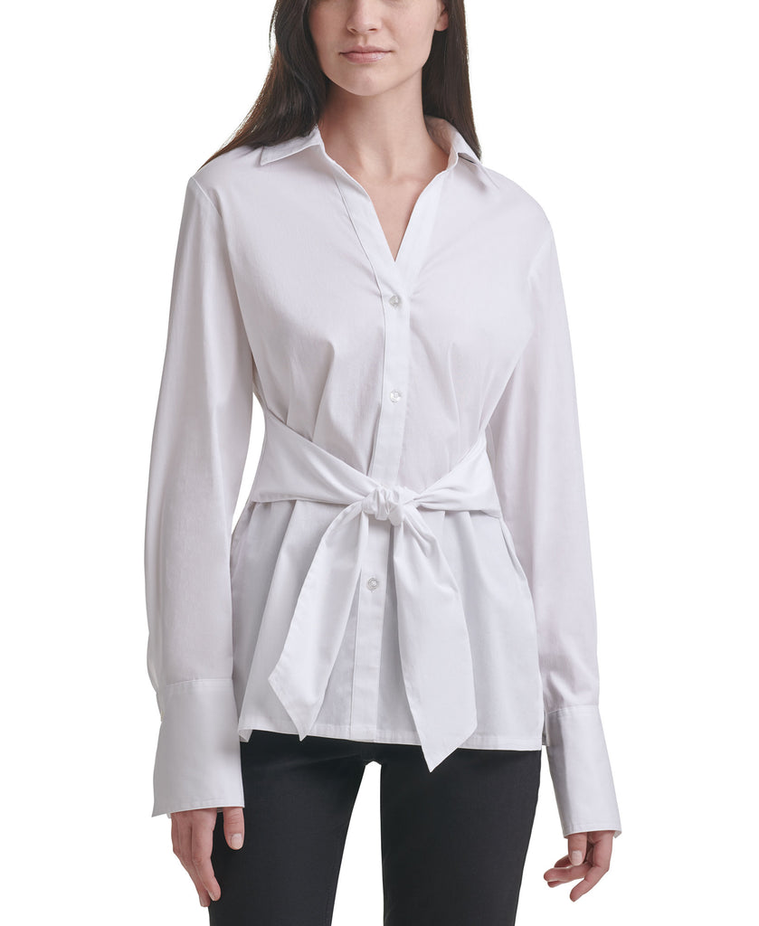 Calvin Klein Jeans Women Oversized Tie Waist Shirt White