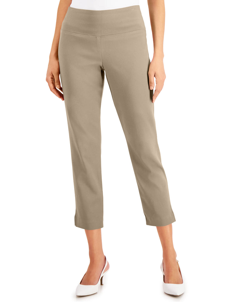 JM Collection Women Charmed Straight Leg Cropped Pants Latte