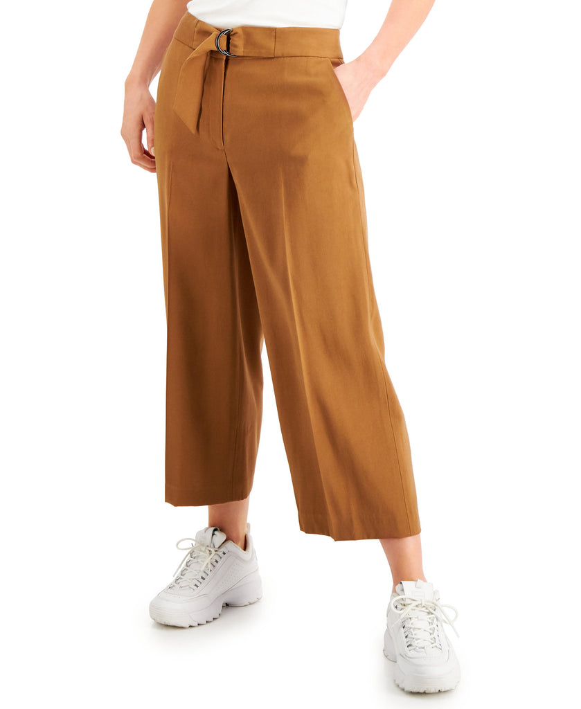 Bar III Women Belted Cropped Pants Hazelnut