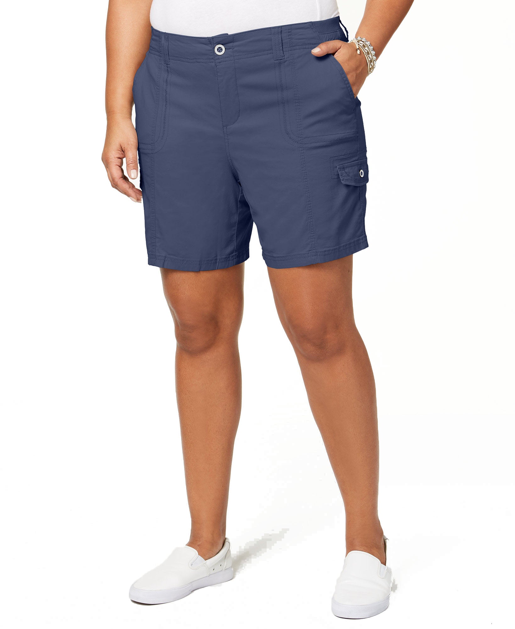 Style & Co Women Plus Cargo Shorts Washed Indigo