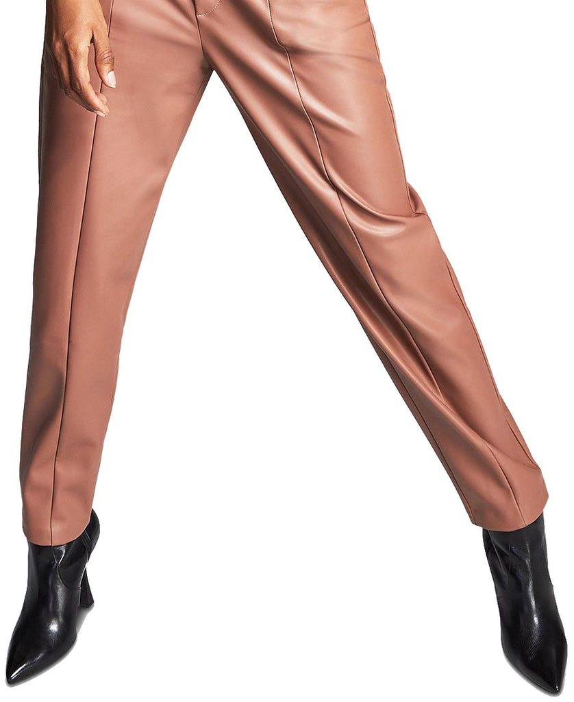 Bar III Women Double Waistband Faux Leather Pants