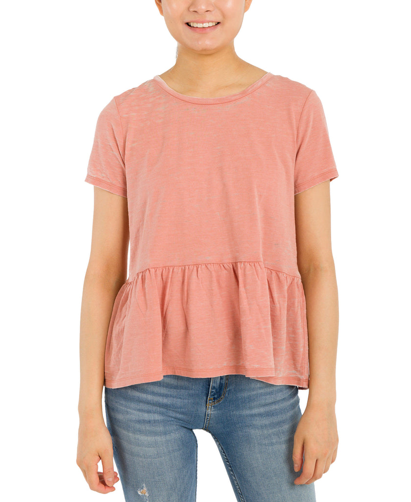 Hippie Rose Juniors Peplum T Shirt Apricot