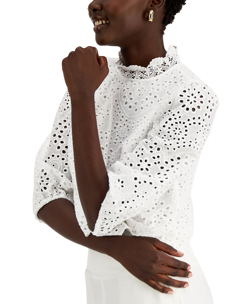 INC-International-Concepts-Women-Cotton-Lace-Puff-Sleeve-Blouse