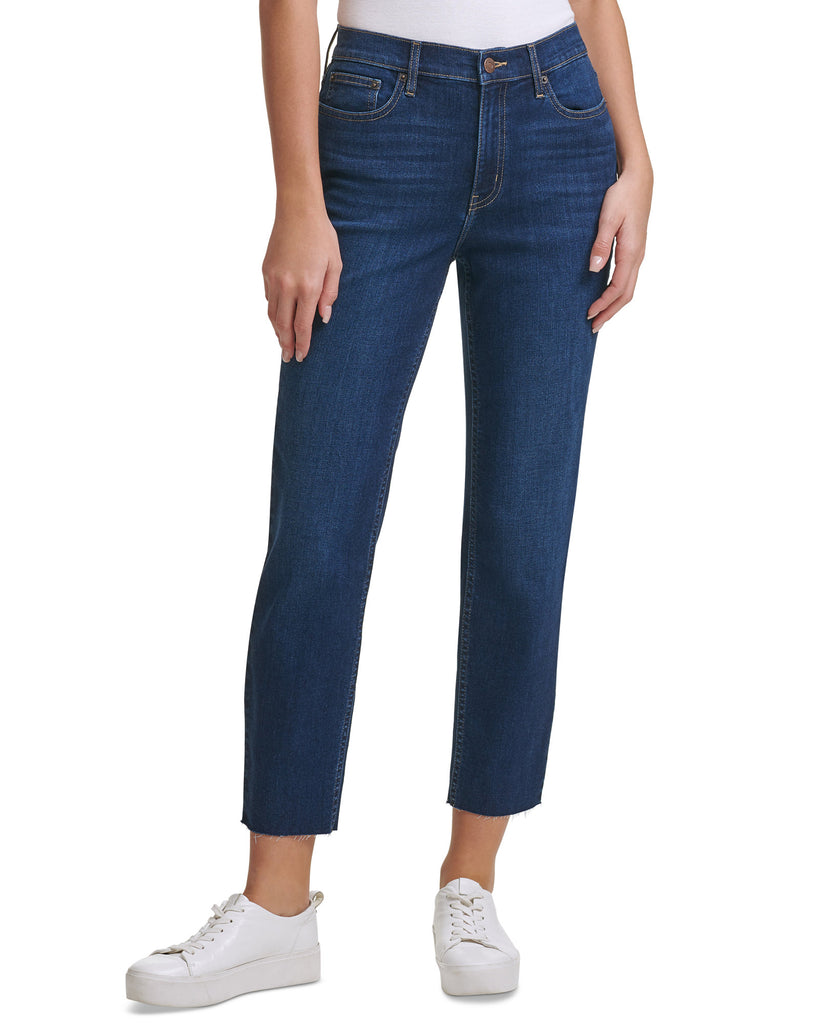 Calvin Klein Jeans Women High Rise Raw Hem Ankle Jeans Pacific