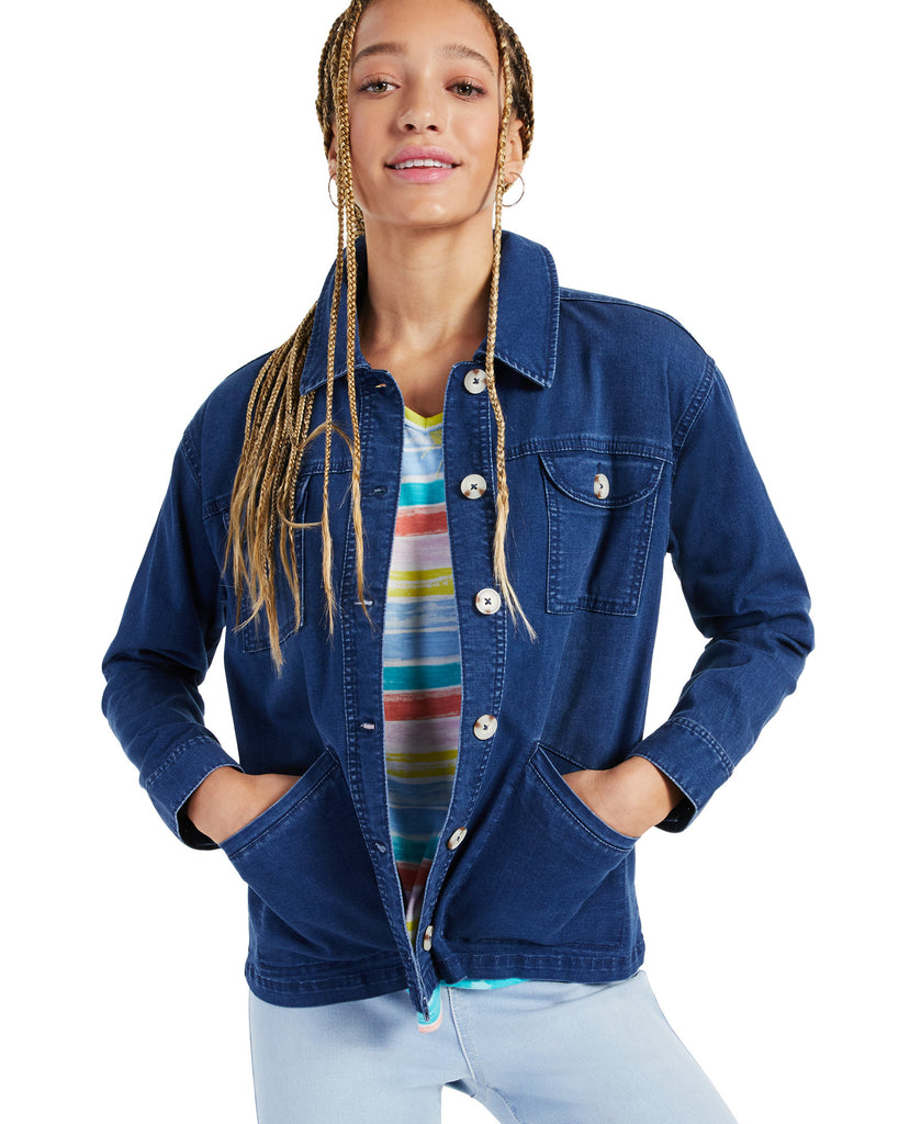 Style & Co Women Denim Shirt Jacket Undercover Wash