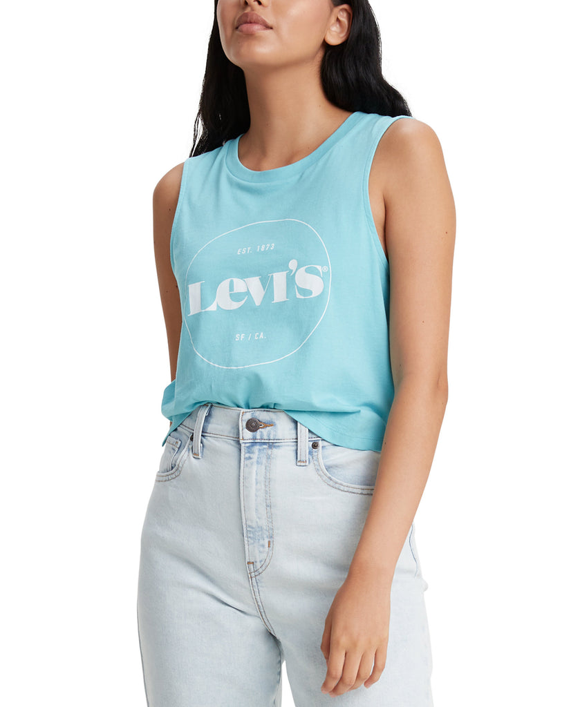 Levis Women Cotton Zoey Logo Tank Blue Topaz