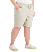Karen Scott Women Plus Drawstring Shorts Stonewall