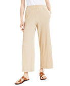 Alfani Women Petite Ribbed Wide Leg Pants Cream Beige