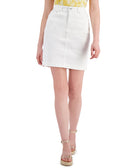 Style & Co Women Solid Denim Skirt Bright White