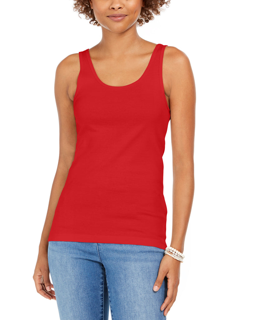 Style & Co Women Cotton Tank Top Loving Red