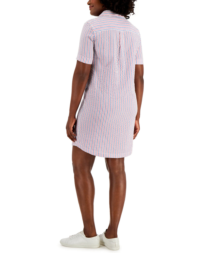 Karen Scott Women Petite Seersucker Dress