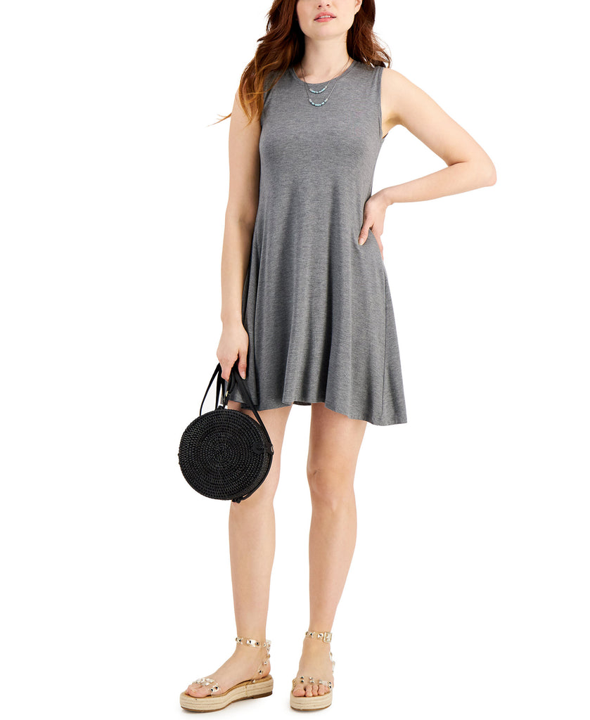 Style & Co Women Petite Sleeveless Mini Dress Heather Grey