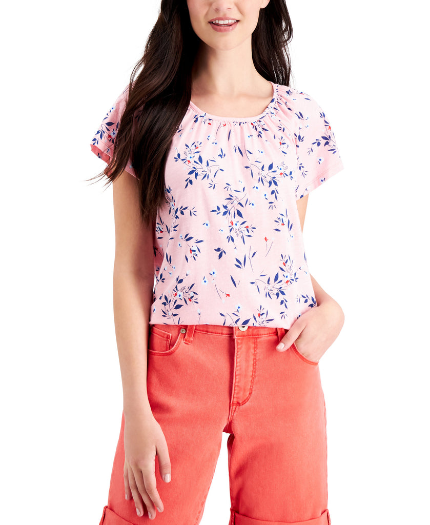 Style & Co Women Printed Top Confetti Pink