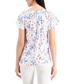 Style & Co Women Petite Pleated Floral Print Top