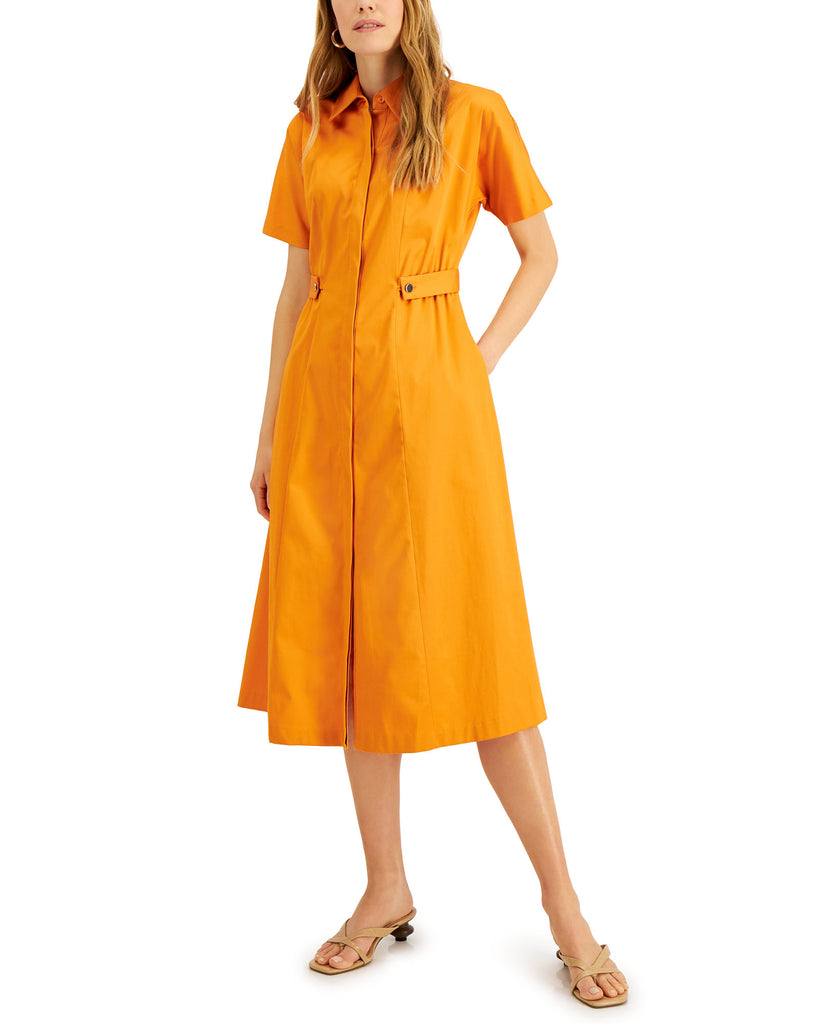 Alfani Women Petite Midi Shirtdress Amber Glow