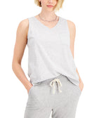 Style & Co Women Cotton V Neck Tank Light Grey Heather