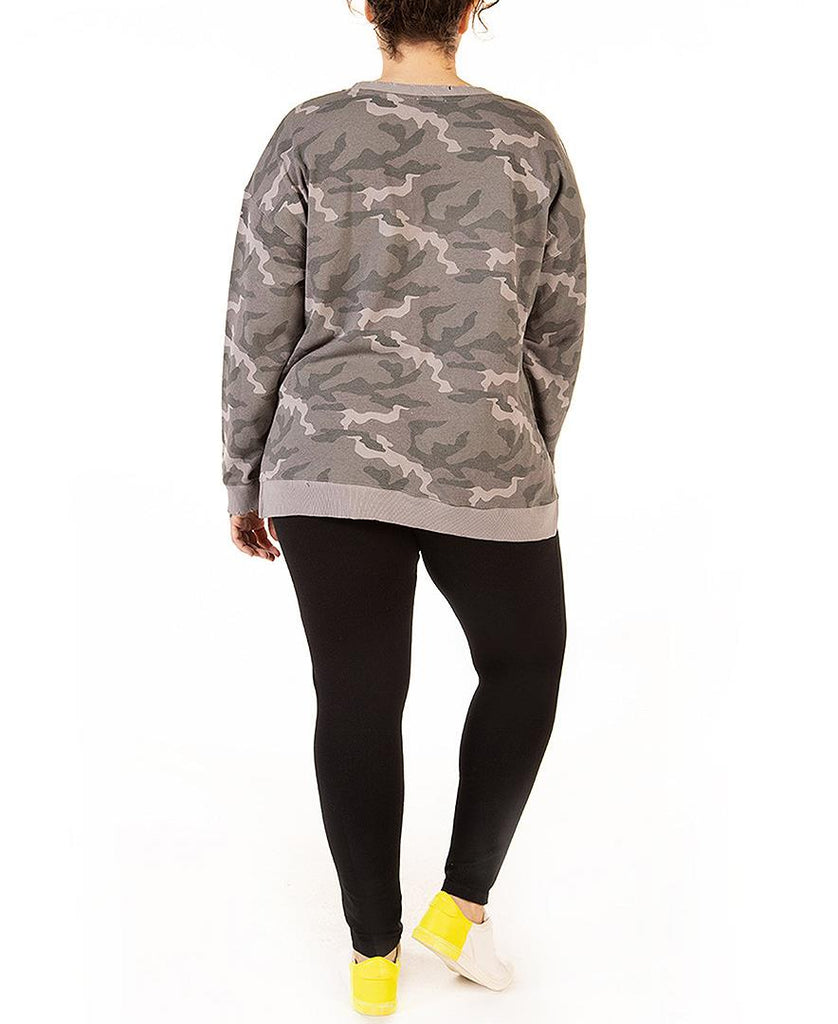 Black Tape Women Plus Black Tape Camo Print Sweatshirt