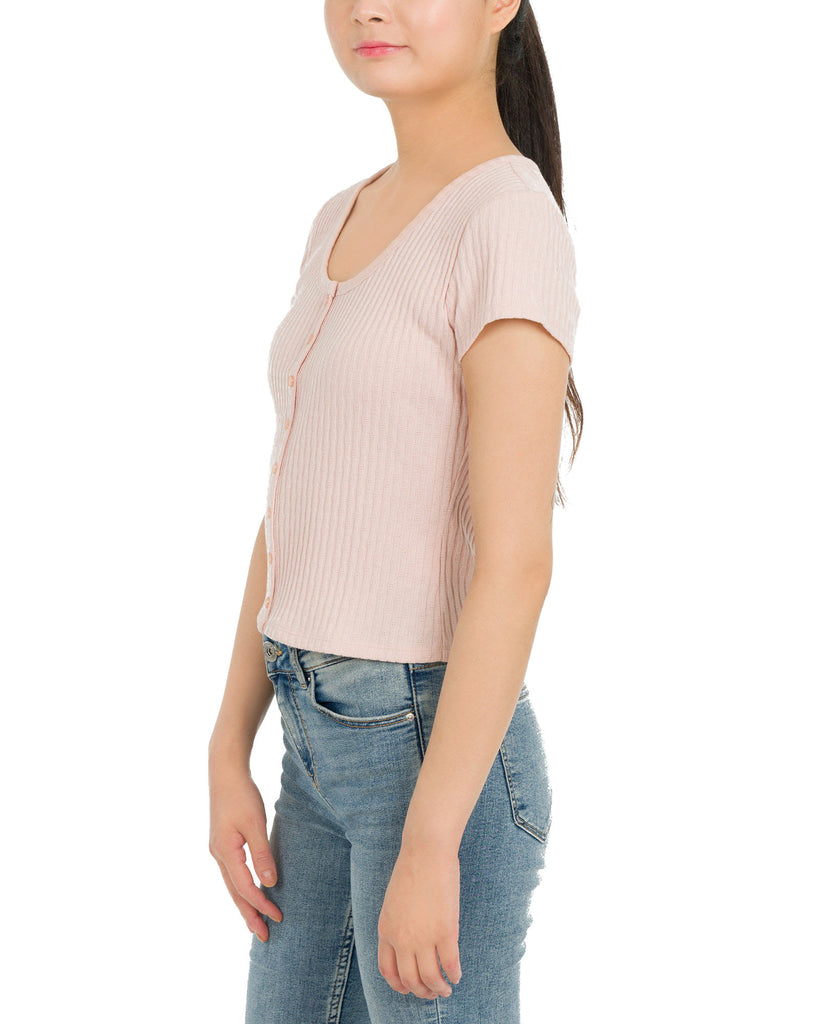 Hippie Rose Women Textured Button Front Top