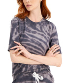Style & Co Women Petite Printed Short Sleeve Sweatshirt Sunburst Grey