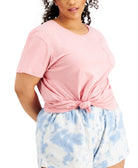 Derek Heart Women Plus Trendy Cotton Pocket T Shirt Bridal Rose