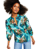 INC International Concepts Women Plus Cotton Tropical Print Blouse Rada Garden
