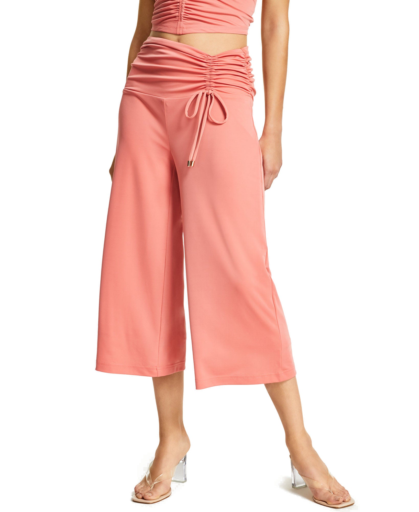 INC International Concepts Women Plus Ruched Culotte French Peach