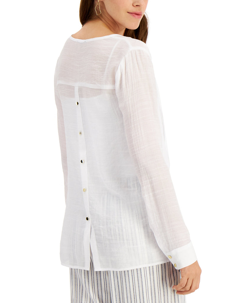 Palette Women Button Trimmed Gauze Blouse