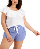 Style & Co Women Plus Textured Ruffle Neck Top Bright White