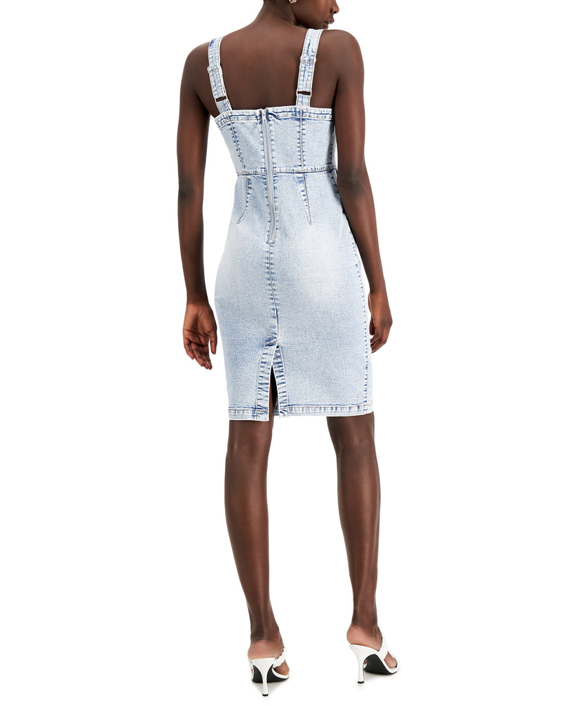 INC International Concepts Women Lace Up Denim Dress