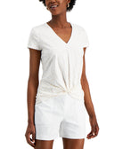 INC International Concepts Women Cotton Animal Print Twist Front Top Mira Animal