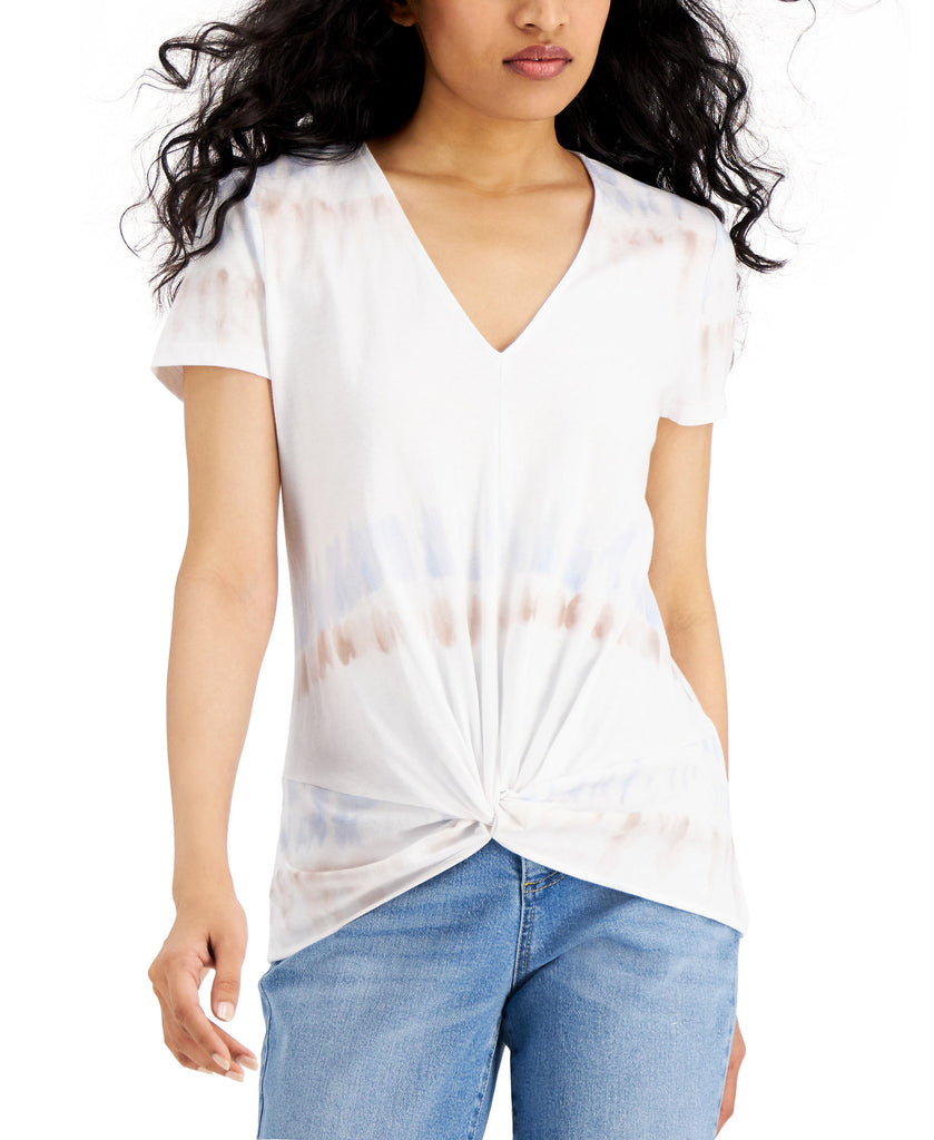 INC International Concepts Women Twist Front Cotton Tie Dye T Shirt Daneille Dye