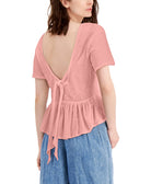 INC International Concepts Women Cotton Tie Back Ruffled Top