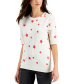 Style & Co Women Lightweight French Terry Sweatshirt Star Ivory