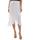 BCX Juniors Asymmetrical Ruffle Hem Skirt Off White