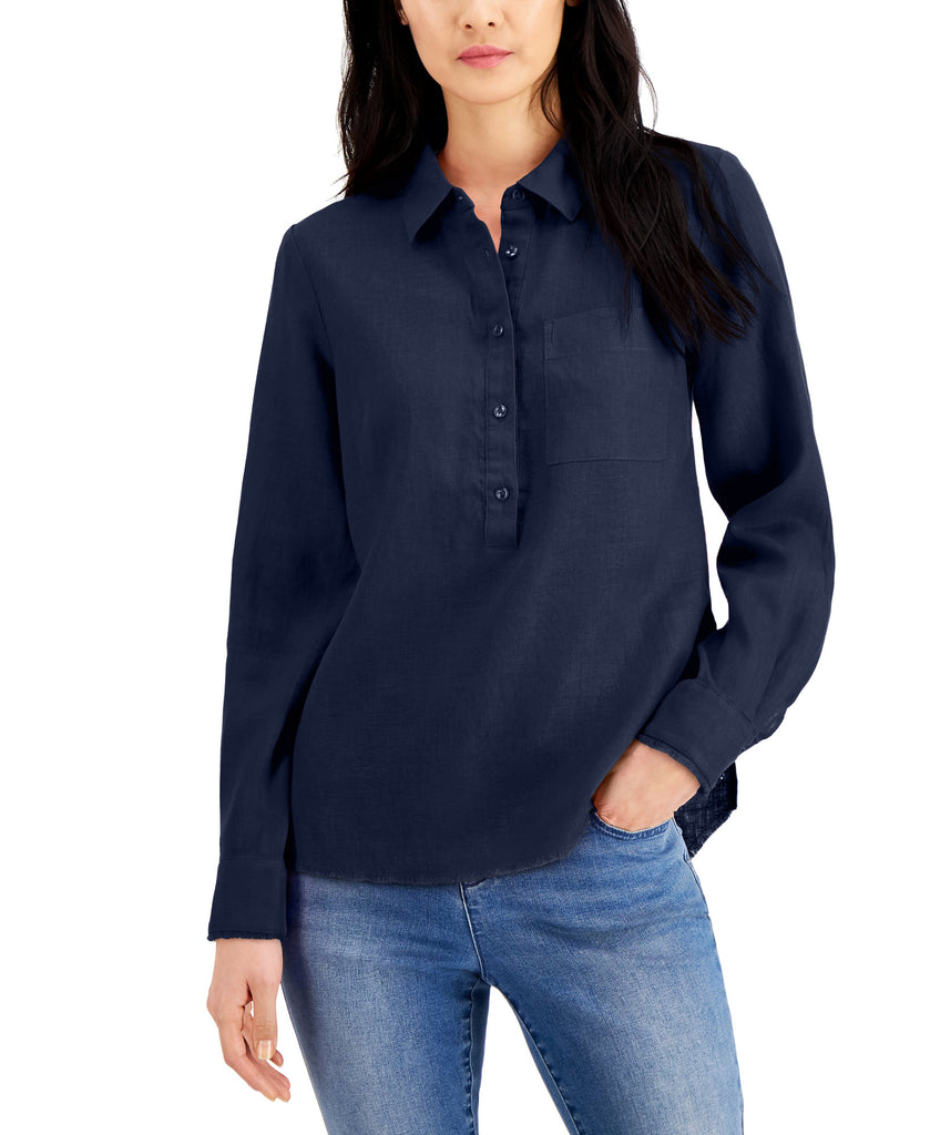 INC International Concepts Women Petite Linen Shirt