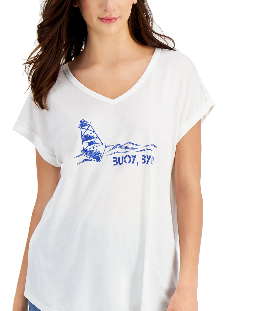 Style & Co Women Buoy Bye Graphic Print T Shirt