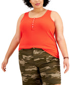 Style & Co Women Plus Henley Tank Loving Red