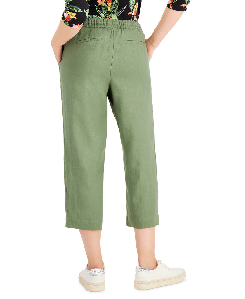 Charter Club Women Linen Capri Tie Waist Pants